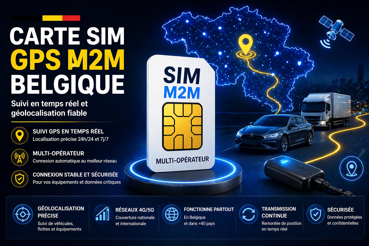 carte sim gps belgique m2m tracking geolocalisation vehicule multi operateur connexion stable