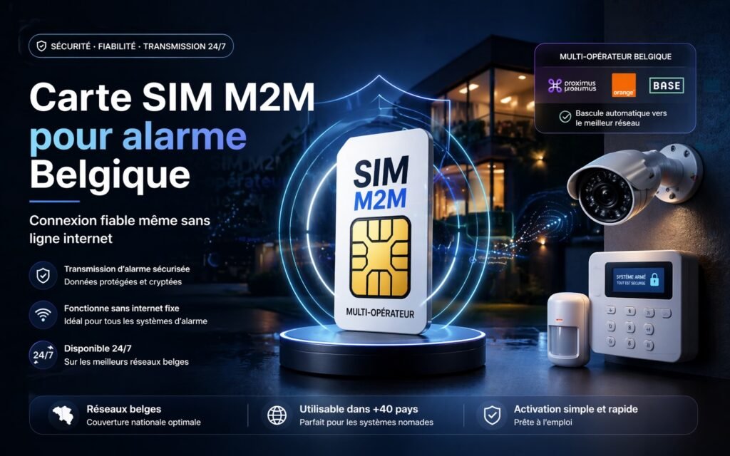 carte sim m2m alarme belgique connexion 4g 5g securisee sans box internet videosurveillance systeme intrusion fiable 24 7