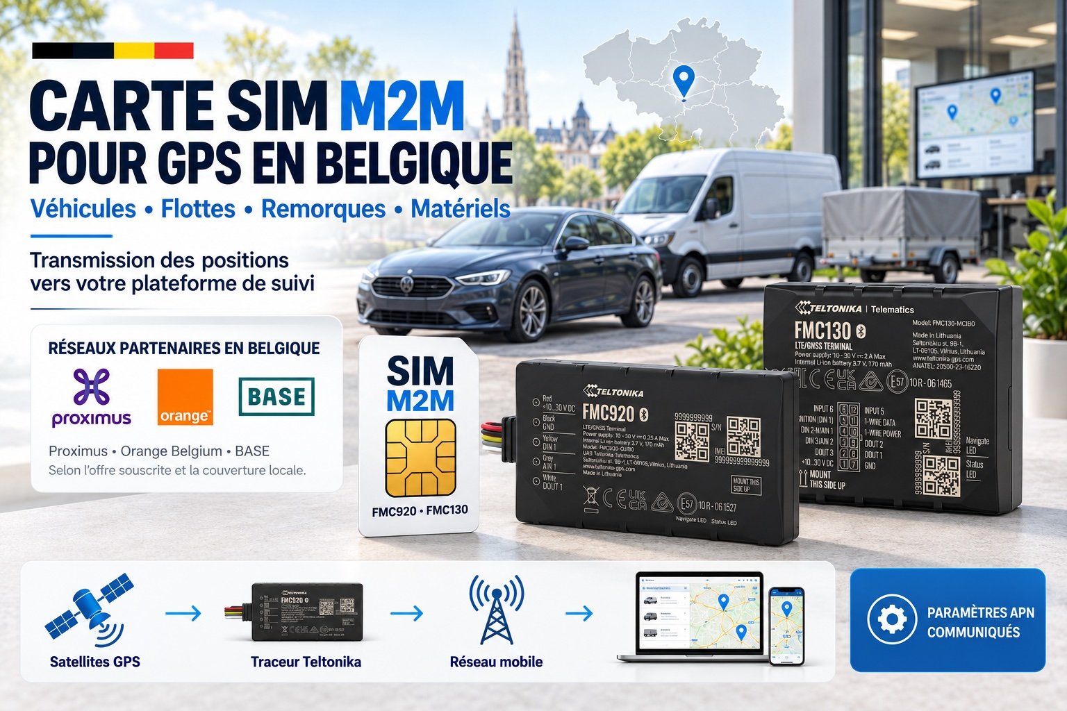 Carte SIM GPS Belgique – géolocalisation M2M multi-opérateur